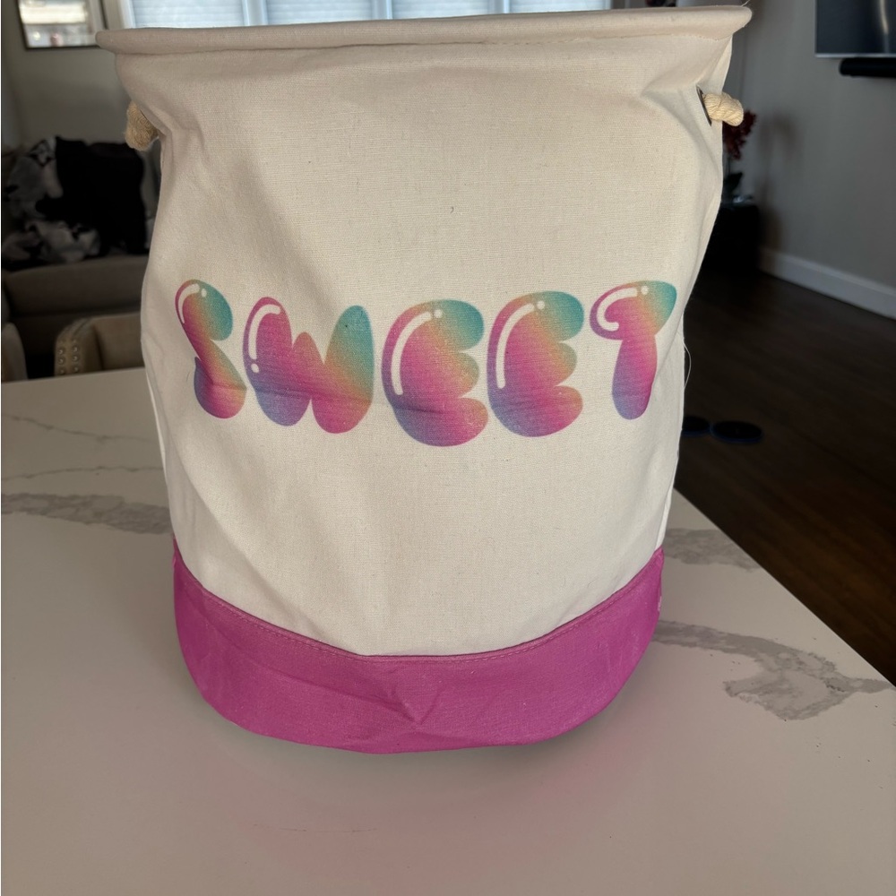 Sweet Canvas Storage Basket with Pink Base by Robyn Blair NEW